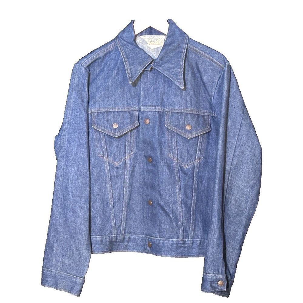 Vintage JCPenney Mens Snap Front Denim Jean Trucker Jacket Size 42 MINT